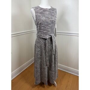 Calvin Klein Multi Tweed Sleeveless Belted Midi Dress CD5PHF14 Women Size 4 NEW